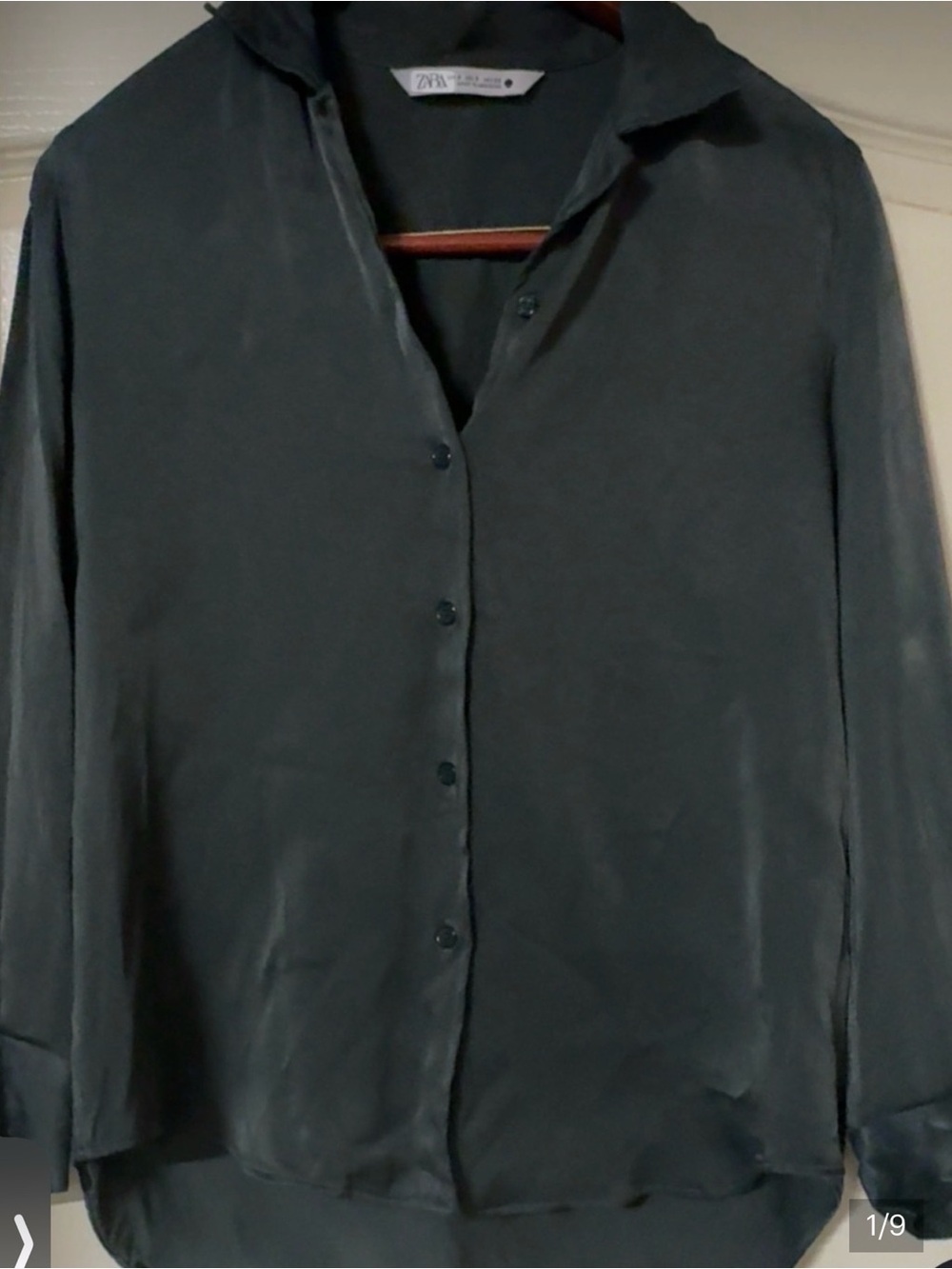 Zara pants and button front satin blouse smooth in Slate grey - Picture 11 of 16